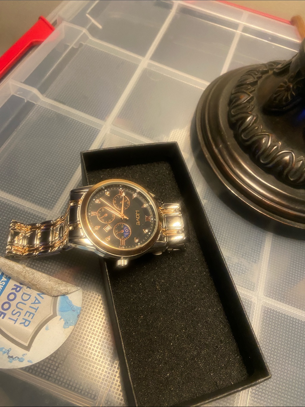 Luxe TwoTone Chronograph Watch Black Dial